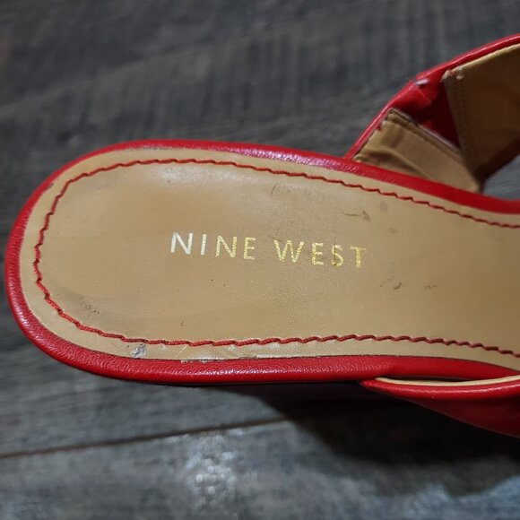 Nine West Red Lara Striped Wedge Slip on Sandals Sz 7.5 Beachcore - Picture 13 of 13